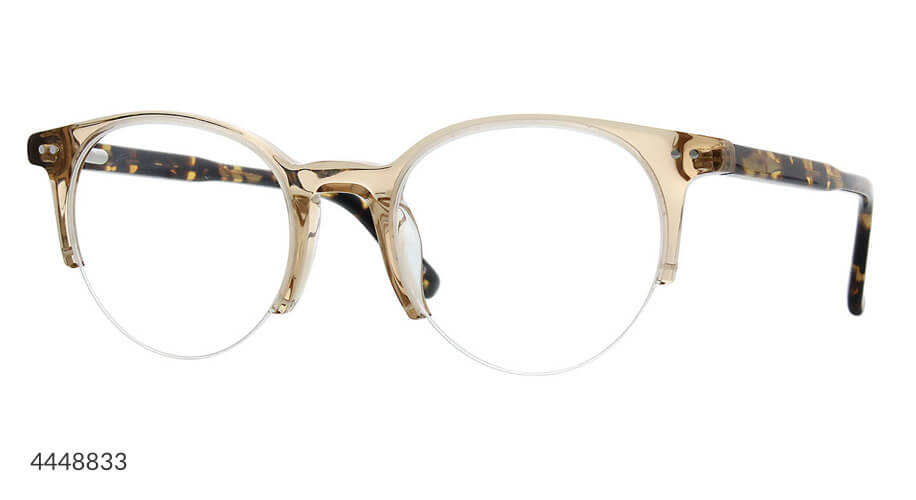 Round eyeglasses with light brown frames and tortoiseshell-patterned temples. Number 4448833.